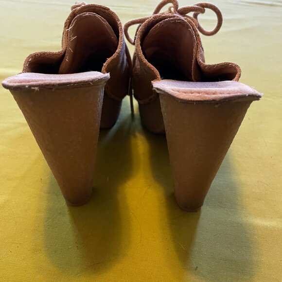 Michael Kors Tan Suede Quincy Clog Lace Up Platform Shoes Women's Size 7.5 - Picture 8 of 12